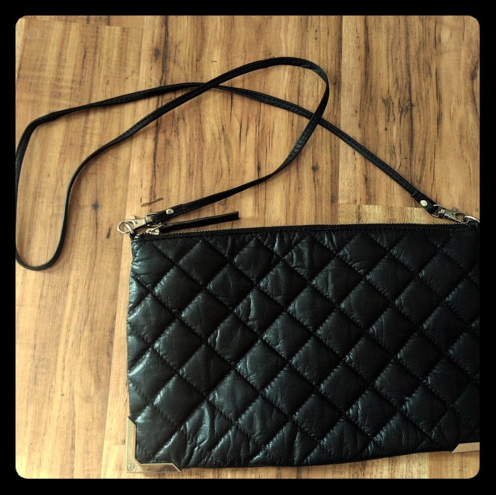 Black Quilted Crossbody Clutch Bag by Topshop